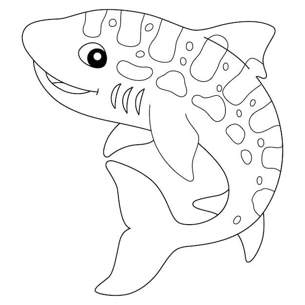 Leopard Shark Coloring Page Isolated for Kids