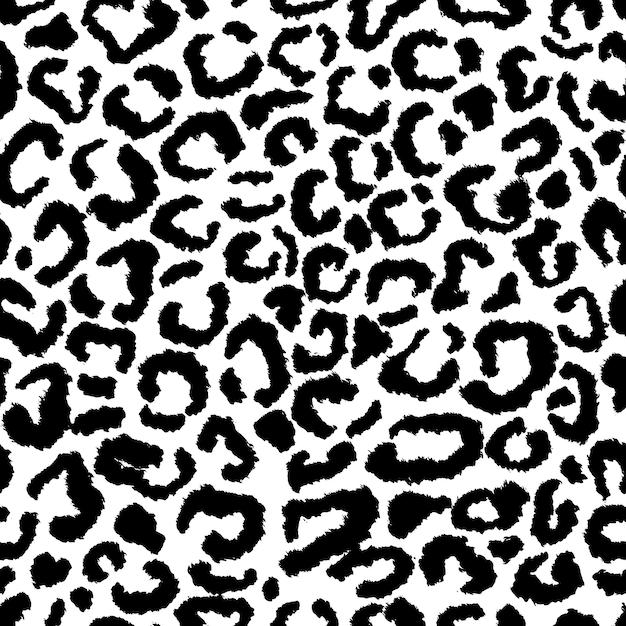 Leopard skin artwork imitation print vector seamless black and white pattern