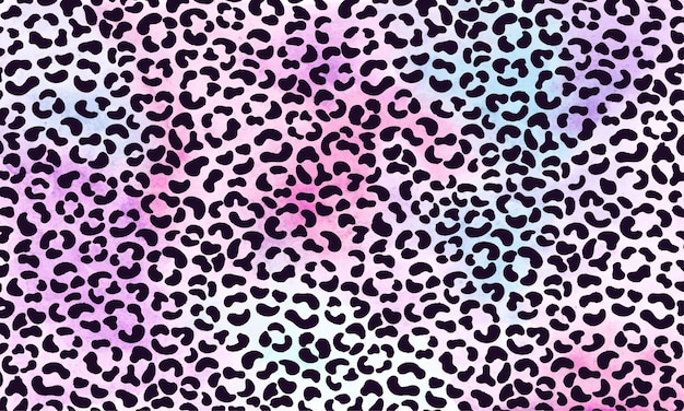 Vector leopard skin pattern and cheetah fur seamless illustration with watercolor background