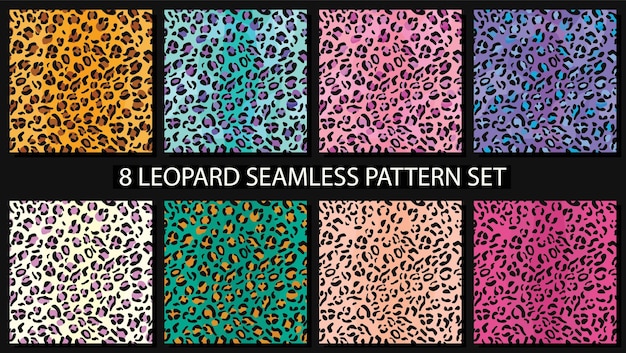 Vector leopard skin seamless pattern set