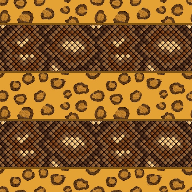 Leopard and snake skin seamless pattern