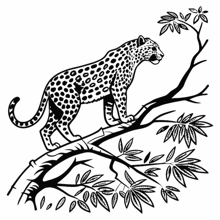 Vector a leopard on a tree with a leopard on it