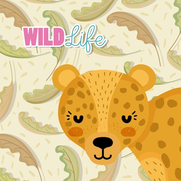 Leopard wildlife animal cute cartoon 