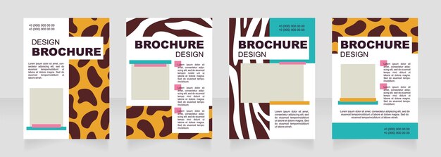 Vettore progettazione di layout brochure in bianco stampa leopardo e zebra. stampa creativa. modello di poster verticale impostato con copia spazio vuoto per il testo. raccolta di report aziendali predefiniti. pagine di carta modificabili per volantini