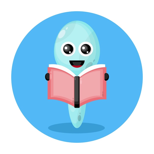 Lepel lezen van een boek schattig karakter logo