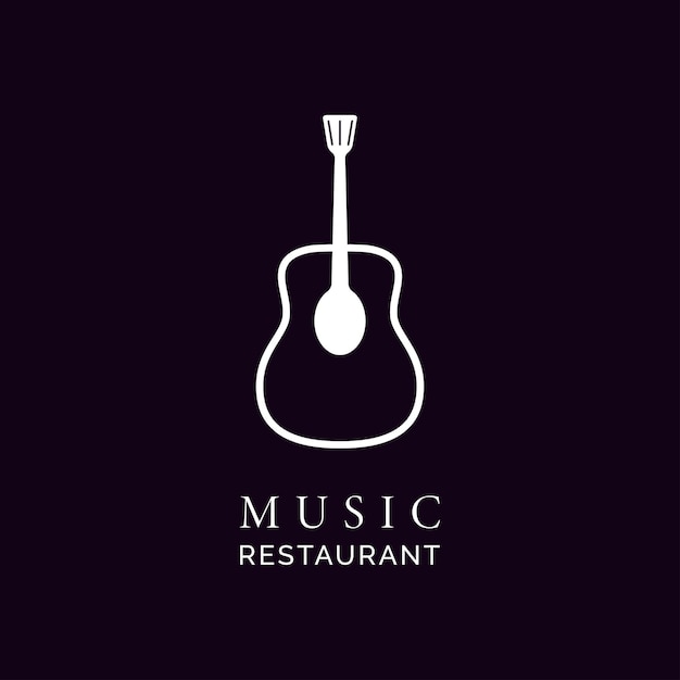 Lepel spatel gitaar live muziek concert voor bar cafe restaurant pub nachtclub logo ontwerp