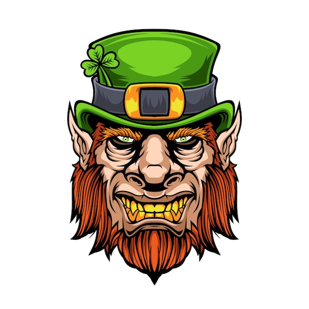 Leprechaun nello stile del fumetto isolato su bianco