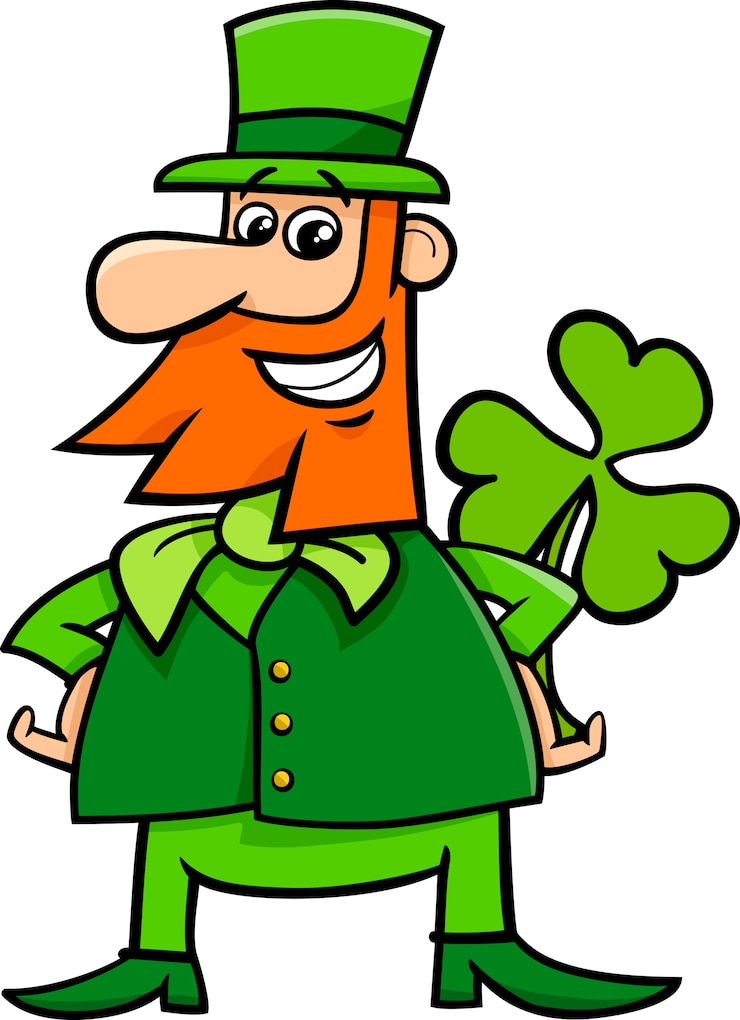 Vector leprechaun and clover cartoon