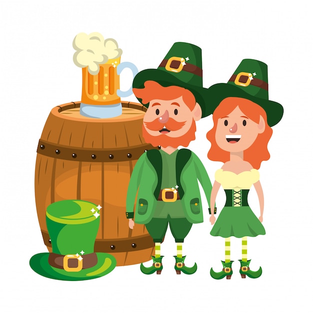 Leprechaun couple with barrel