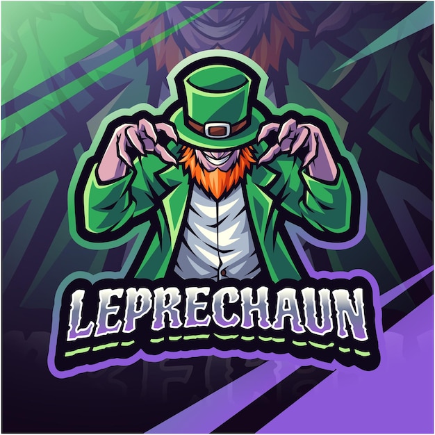 Design del logo della mascotte di leprechaun esport