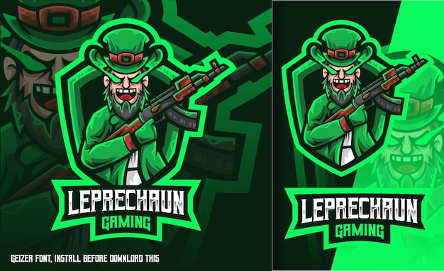 Leprechaun gaming green esport logo