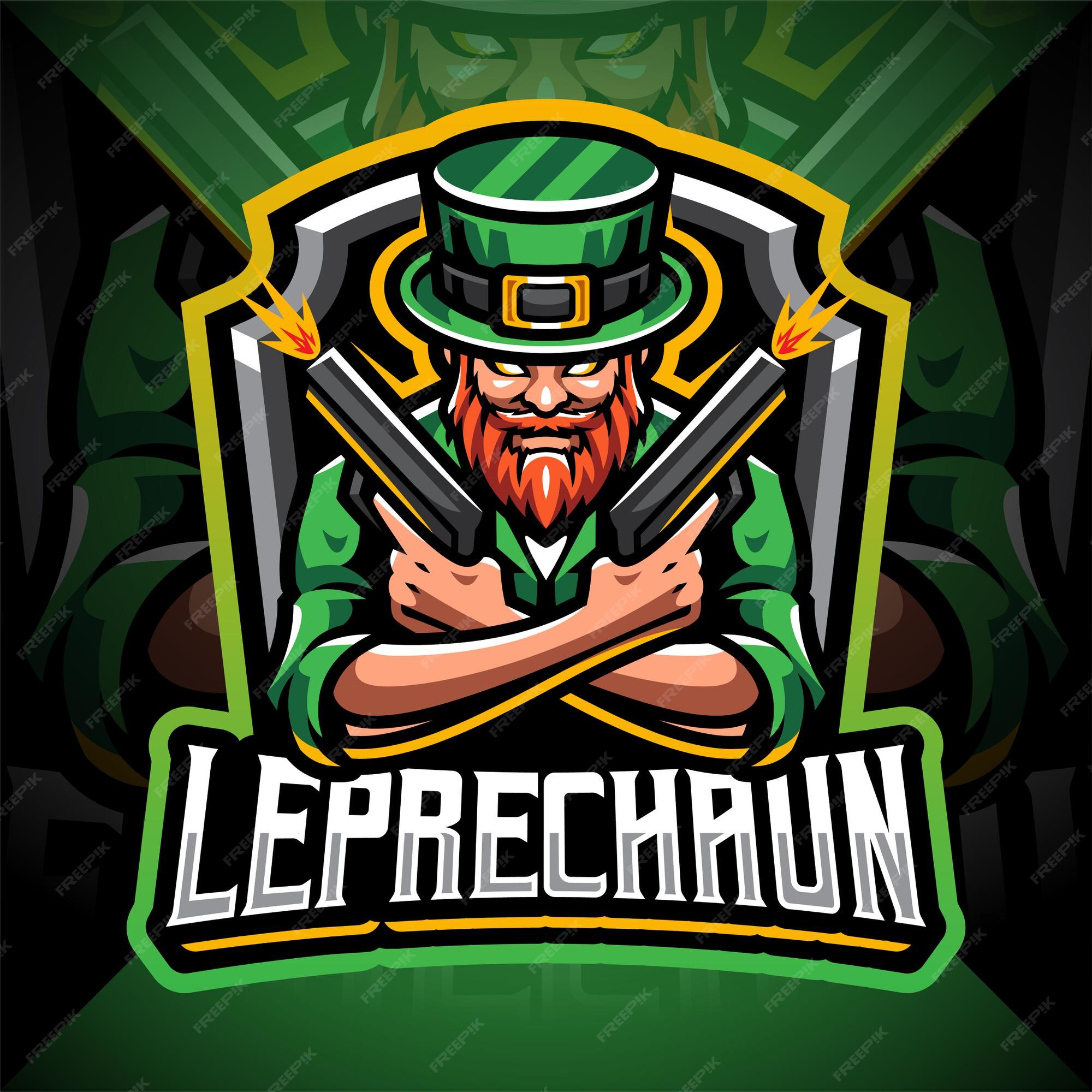 Premium Vector | Leprechaun gunner esport mascot logo design