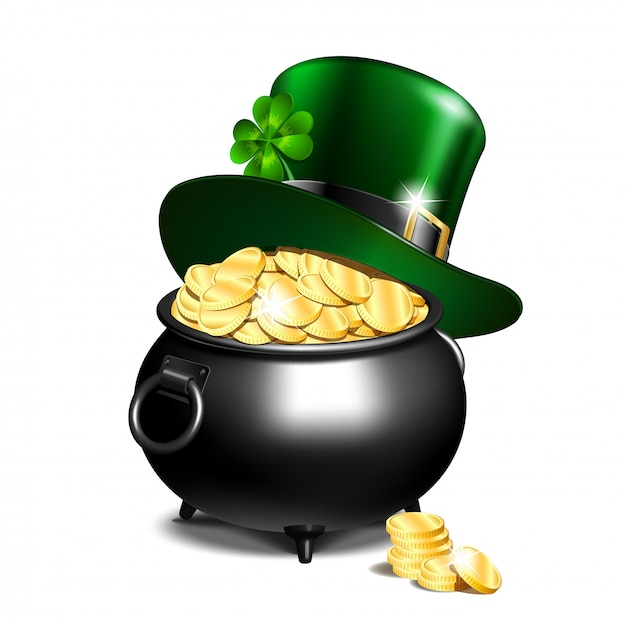 Cappello leprechaun e pentola d'oro