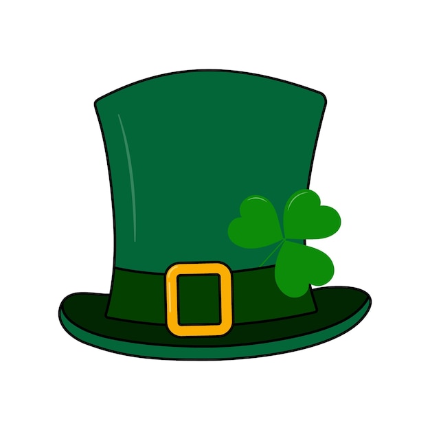 Vector leprechaun hat and shamrock under buckle ribbon isolated design element for many different uses