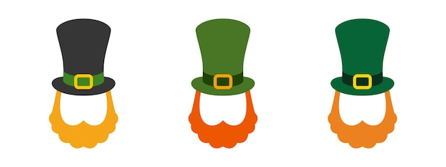 Leprechaun Hat with Beard in flat style isolated