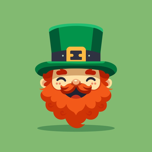 Vector leprechaun head male mustache st patricks day and holiday