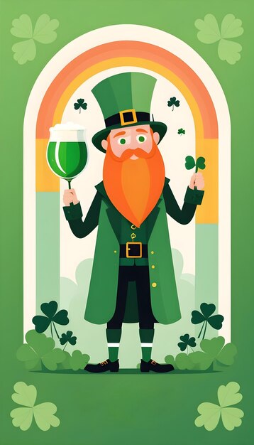 a leprechaun holding a glass of beer