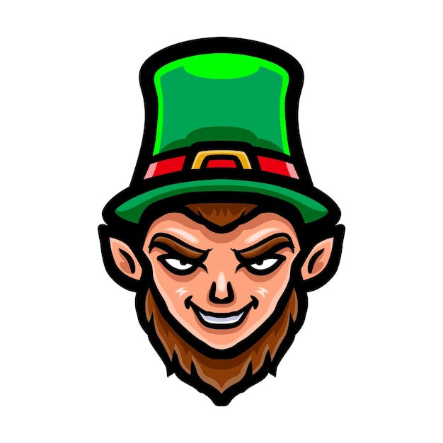 Leprechaun hoofd logo mascotte ontwerp