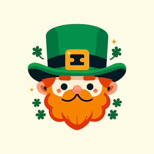 Vector leprechaun hoofd mannelijke snor st. patrick's day en vakantie