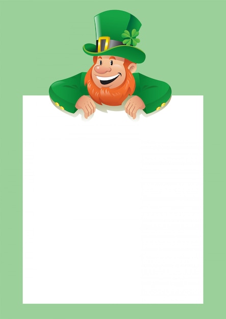 Leprechaun met blanco wit papier