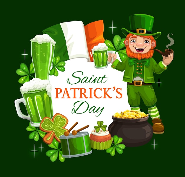 Vector leprechaun and patricks feast holiday symbols