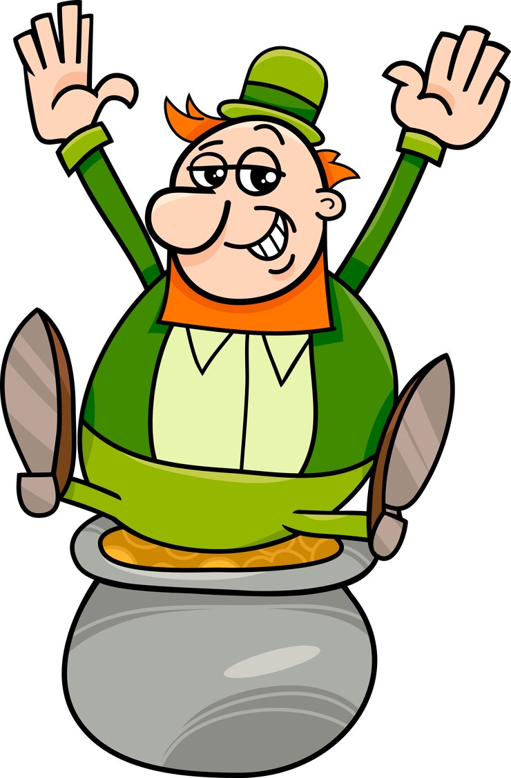 वेक्टर leprechaun and pot of gold cartoon
