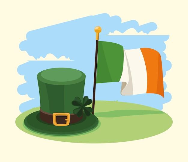 Leprechaun tophat met de vlag van ierland