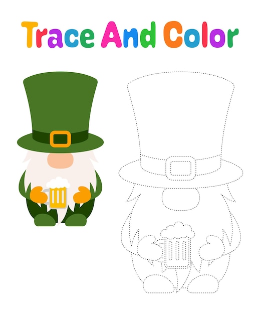 Leprechaun tracing worksheet for kids