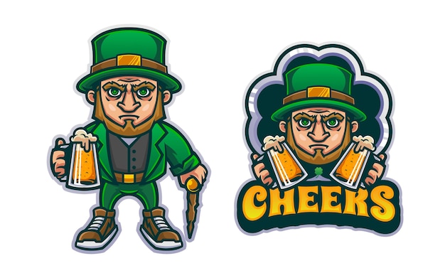 Vector leprechaun with beer illustration