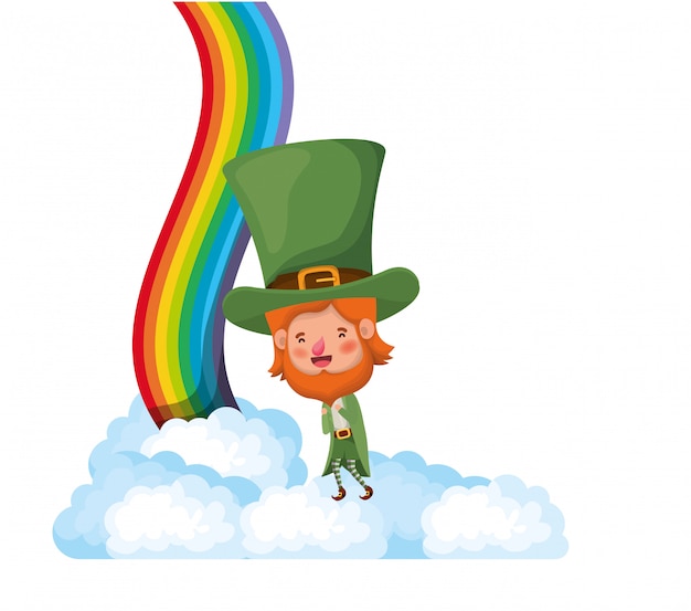 Vector leprechaun with rainbow avatar character