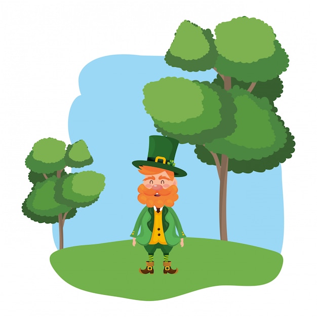 Vector leprechaun woods landscape