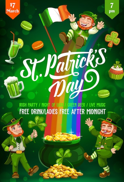 Vector leprechauns dancing poster