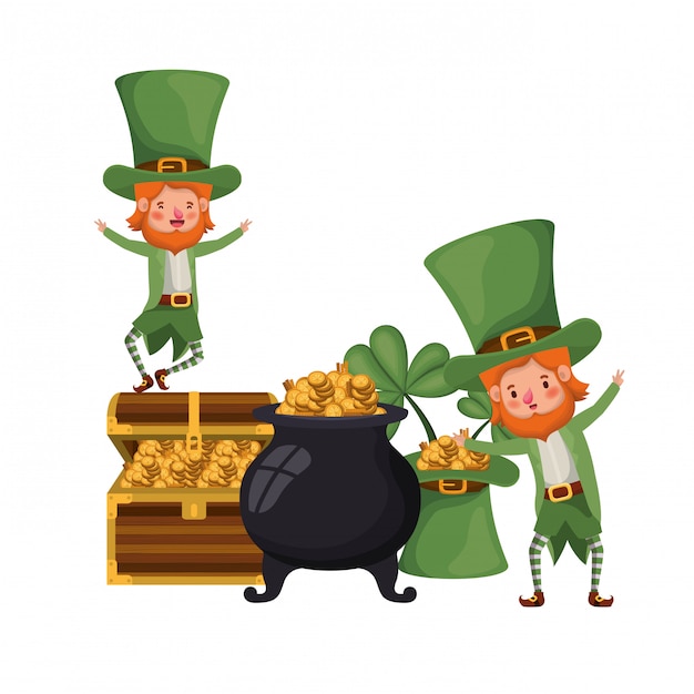 Vector leprechauns met ketel avatar karakter