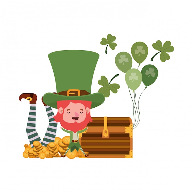 Leprechauns with chest and coins character