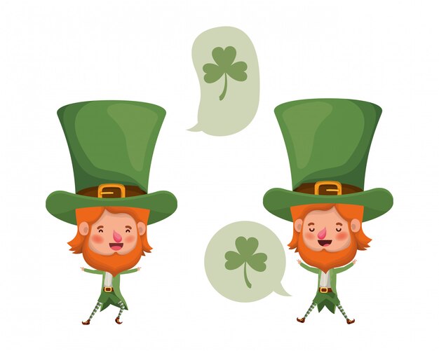 Vector leprechauns with speech bubble avatar character