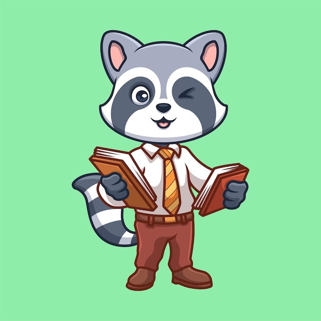 Leraar raccoon leuke cartoon