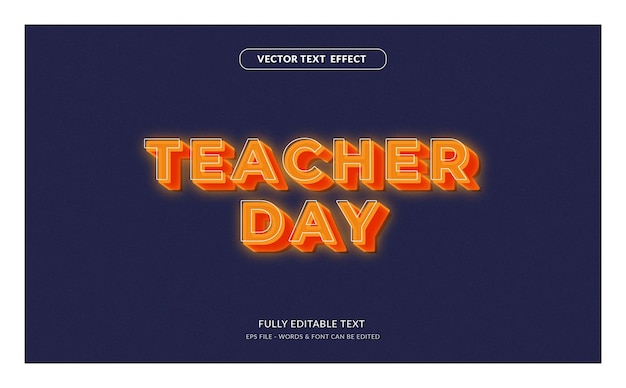 Vector lerarendag met bewerkbaar teksteffect in moderne stijl