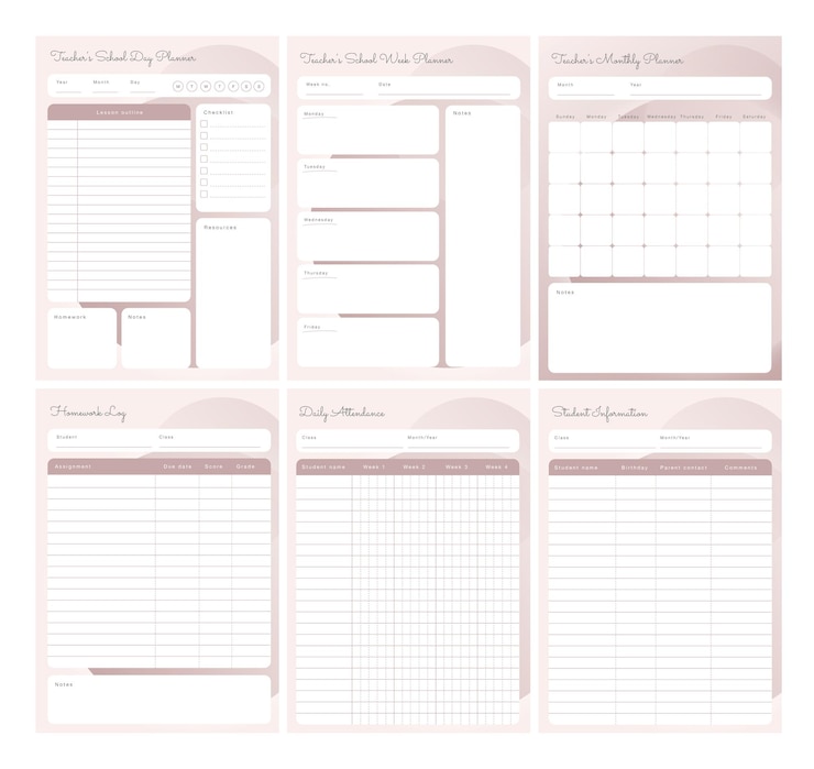 Vector lerarenplanner, schoolplanner, terug naar school