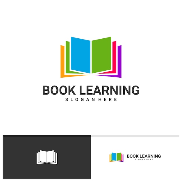 Leren boek logo vector sjabloon Creatieve boek logo ontwerpconcepten