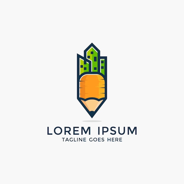 Leren en onderwijs potloodlogo ontwerp