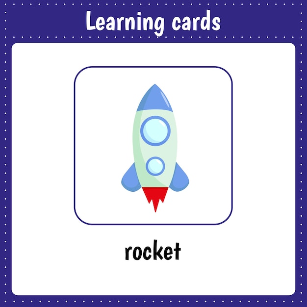 Leren kaarten voor kinderen Rocket Space