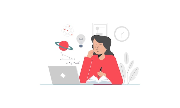 Leren studeren online concept illustratie