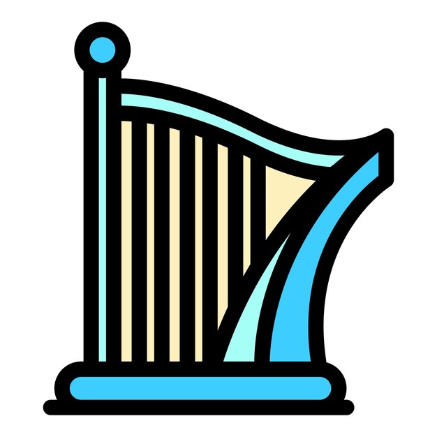 Les harp icoon Schets les harp vector icoon kleur vlak geïsoleerd