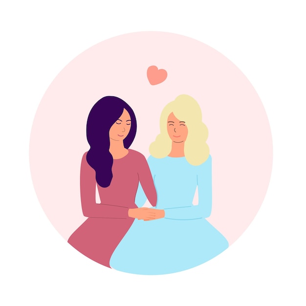 Vector lesbian couplelesbian newlyweds holding hands