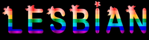 Lesbian inscription in rainbow letters lgtb concept