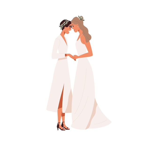 Premium Vector Lesbian love couple wedding. homosexual women newlyweds in dresses. marriage of lgbt brides. happy same-sex wives pic