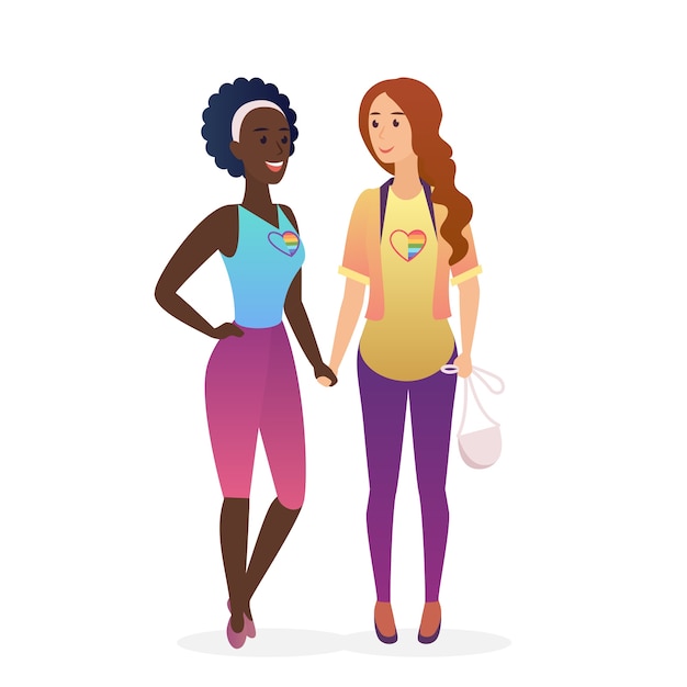 Vector lesbians couple family illustration