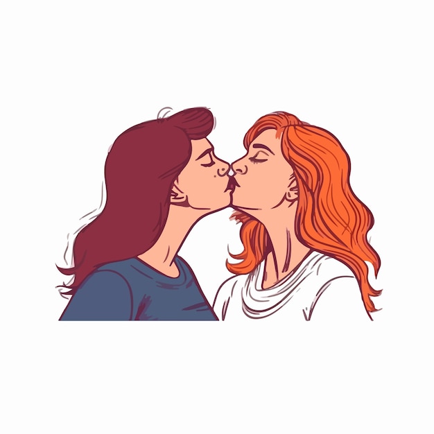 Lesbisch stel dat liefdevol en gelukkig is twee homomeisjes die het concept van de pride-gemeenschap kussen