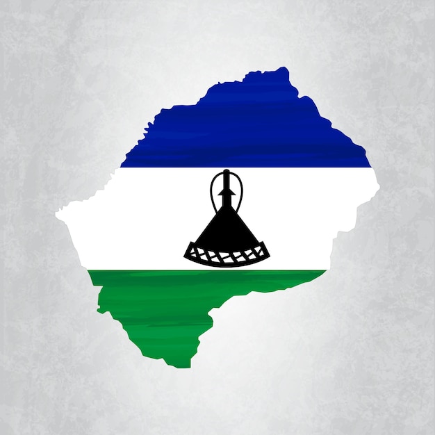 Lesotho kaart met vlag