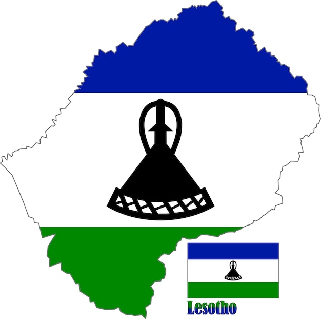 Lesotho Map and Flag